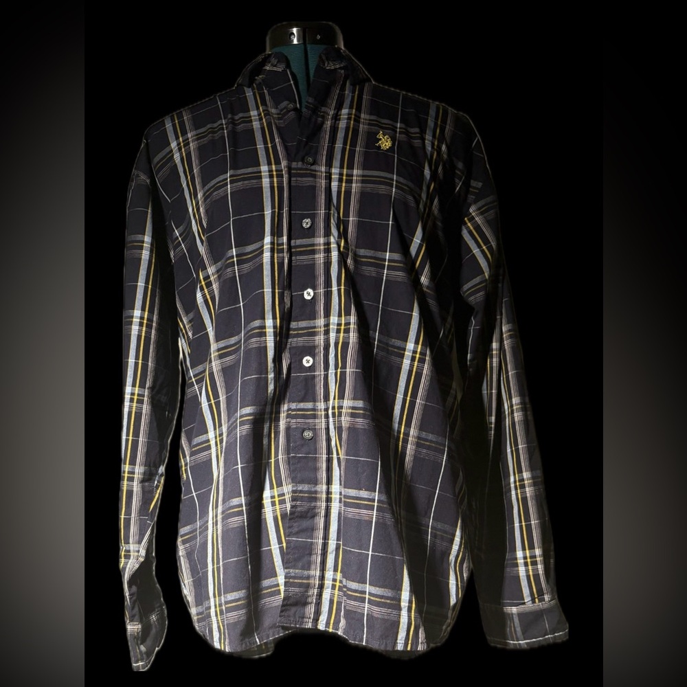 U.S. Polo Assn. Dark Blue and Yellow Checkered Shirt